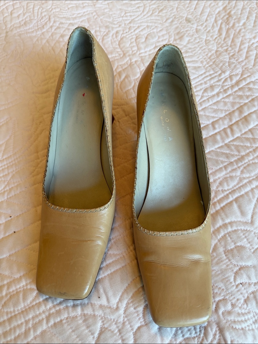 Neutral Tan Square-Toe Pumps for Women